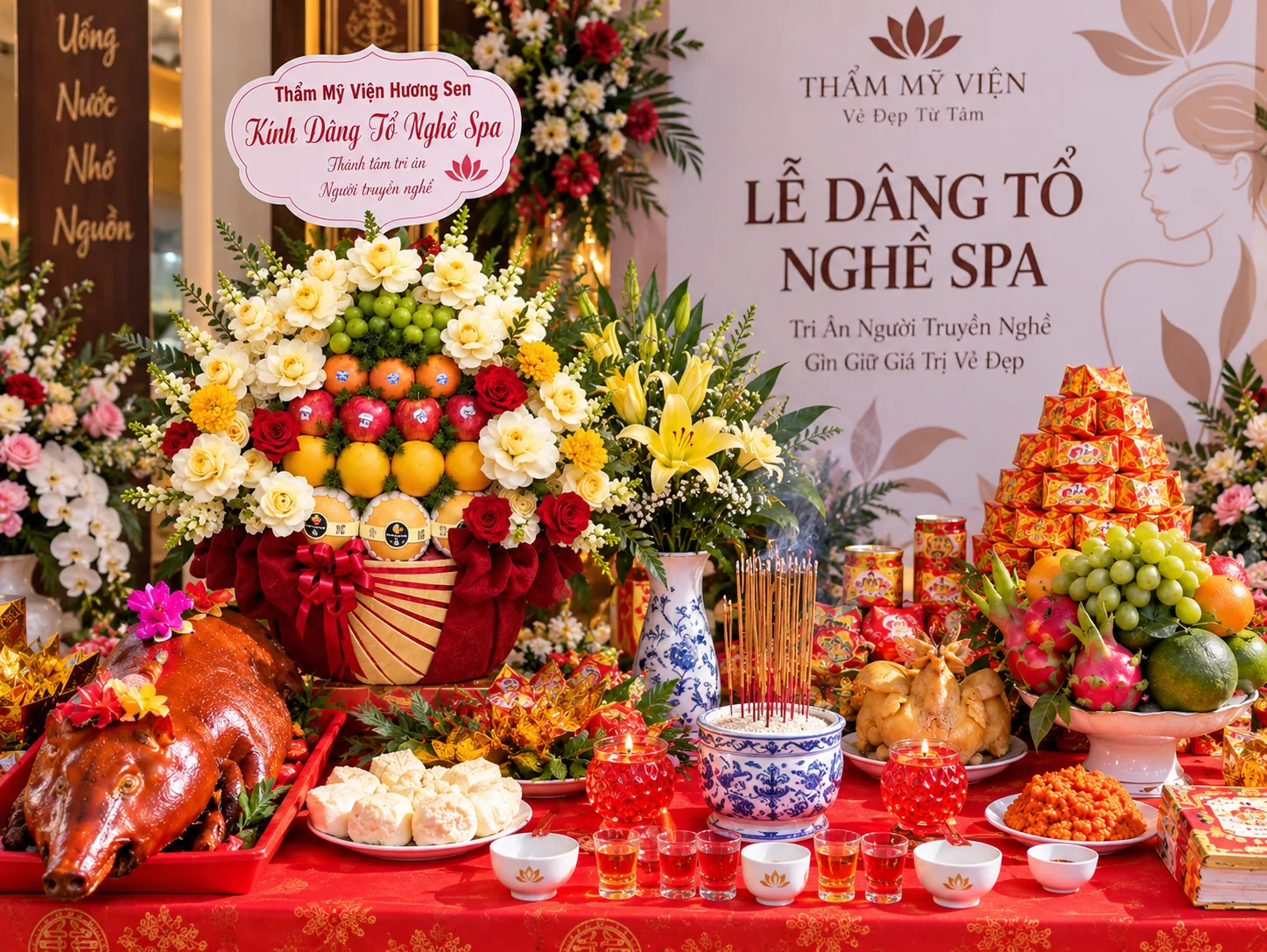Mâm lễ dâng Giỗ Tổ nghề Spa